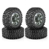 4Pcs 135mm 2.6 Inch Metal Beadlock Wheel Rim Rubber Tire Set Parts for 1/8 1/10 RC Crawler Car Axial SCX10 Wraith RR10 Capra