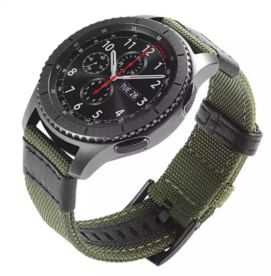สายนาฬิกาไนลอนสำหรับ Samsung Galaxy Watch3 41มม. 45มม. สายรัดอุปกรณ์เสริม20มม. 22มม. เปลี่ยนผ้าสำหรับ Je Ep สีดำโลหะหัวเข็มขัดผู้ชายกีฬา