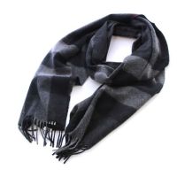 Burberry scarf check cashmere fringes grey black Direct from Japan Secondhand