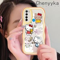 เคส Chenyyka สำหรับ Xiaomi Redmi โน๊ต8 2021โน๊ต8T เคสลายการ์ตูนน่ารักเฮลโลคิตตี้สุดสร้างสรรค์ลายคลื่นเคสโทรศัพท์โปร่งใสซิลิโคนนิ่มป้องกันเลนส์กล้องกล่องกันกระแทกเคสใสสีสันสดใส