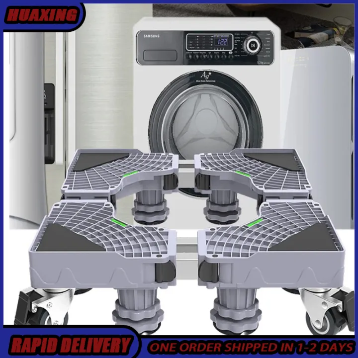 2 Tube Washing Machine Stand With Wheels Adjustable Refrigerator Base