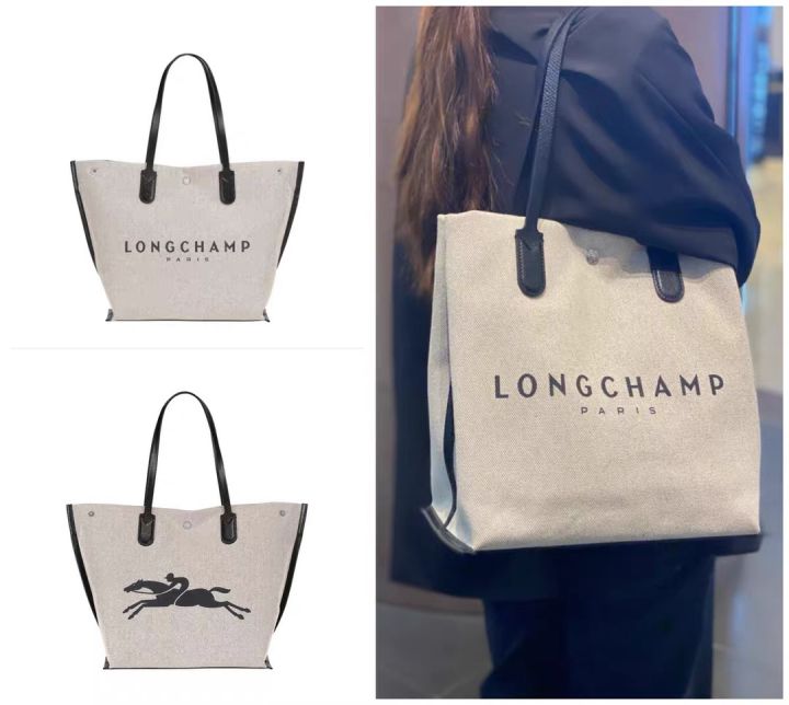 100% original longchamp official store bag new Roseau canvas bag