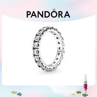 แหวนอัญมณีนิรันดร์แพนดอร่าเงิน 925 สำหรับผู้หญิง Pandoraˉ Eternal Gemstone Ring in 925 Silver for Women, Light Luxury and Sweet Style Ring with Sparkling Gems in a Row, Unique Design for Women