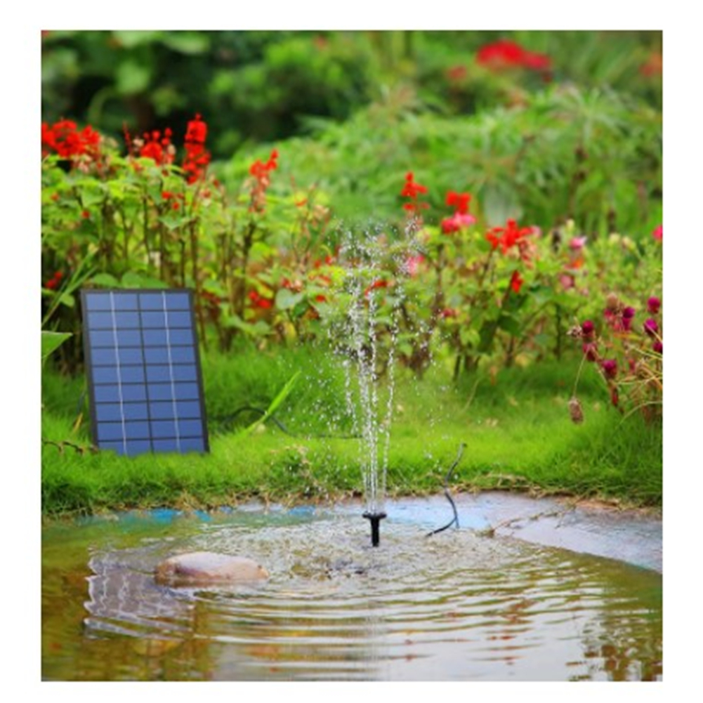 Solar Water Fountain Pump Kit with 7 Nozzles & USB Adapter Cable 1.5W Solar Powered Fountain Pump for Outdoor Indoor Bird Bath Small Pond Fish Tank Pool Garden Backyard DIY Water Feature Use 