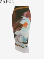 ZAFUL Womens High Waisted Abstract Print Bodycon Midi Skirt