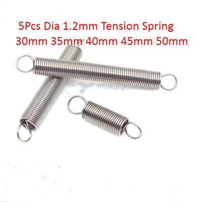 【LZ】xhemb1 5pcs Small Tension Spring Extension Coil 304 Stainless Steel Dual Hook Wire Dia 1.2mm OD 12mm Length 30mm 35mm 40mm 45mm 50mm