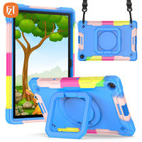 FZT Casing Tablet สำหรับ Huawei MatePad T 10 9.7 "2021/AGRK-L09 AGRK-W09 AGR-L09 Soft TPU + PC 2 In 1ปกในตัวคลิปหนีบสายเคเบิลและปลอกกันกระแทกกระเป๋าสายยาวสะพายไหล่