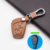 ﹉ Carrying leather car key cover case For Mercedes-benz A CLASS W169 B C E S R C200E 260L GLK300 2 buttons remote key case