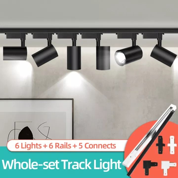 【Ready Stock】CANMEIJIA (6pcs lamps+3m Rail) COB Led Track Light Spots ...