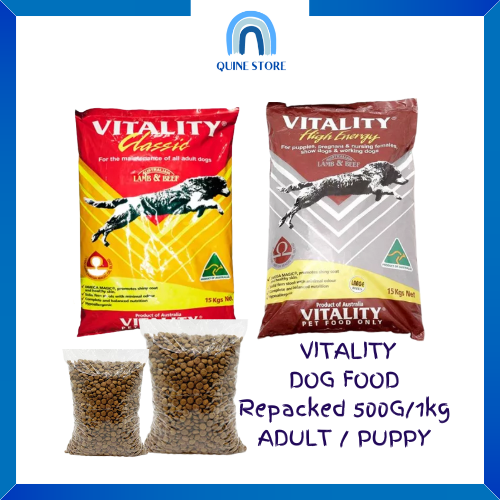 VITALITY PUPPY / VITALITY ADULT 1KG REPACKED DOG FOOD ONHAND AND READY