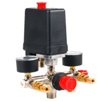 Professional Normally Closed Adjustable Pressure 20mm Connector Air Compressor Pressure Valve Regulator with Dual Gauges