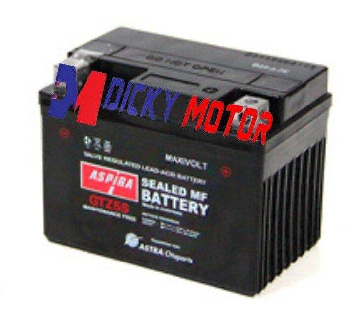 Aki ASPIRA GTZ5S MF(3.5 Ah)-Aki Motor Beat,Mio,Scoopy,Vixion,Xride,dll