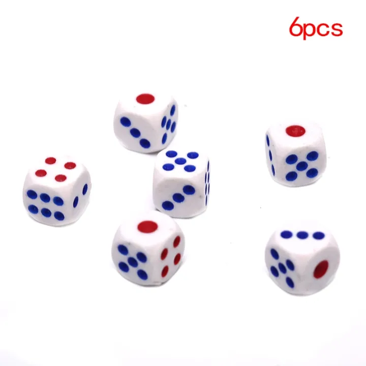 6Pcs 10mm White Corner Dice Clear Drinking Dice Portable Table Playing