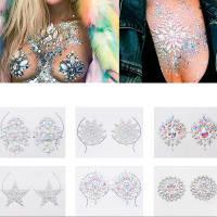 3D Crystal Chest Jewels Temporary Tattoo Sticker Rhinestone Flash Tattoos Adhesive Face Jewel Gem Body Paint Sticker for Party