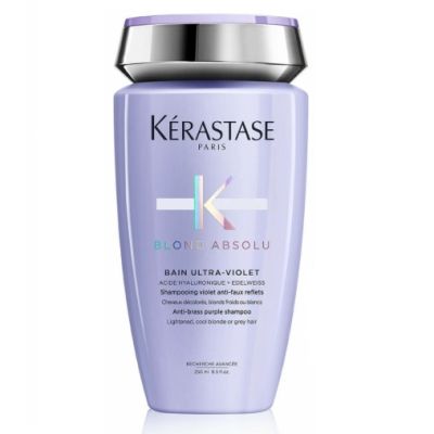 Kerastase Blond Absolu Bain Ultra-Violet Anti-Brass Purple Shampoo (Lightened Cool Blonde or Grey Hair) 250 ml แชมพูสำหรับผมทำสีโทนหม่น เทา บลอนด์ หรือผ่านการฟอกผม