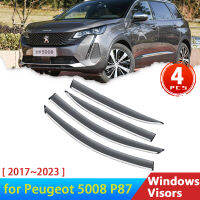 Dt23dkmznbi 4x Deflectors สำหรับ Peugeot 5008 Allure P87 2017 ~ 2023 2019อุปกรณ์เสริมคิ้วกันสาดกระจกรถยนต์ป้องกันคิ้วกันฝนลมลมควันลม