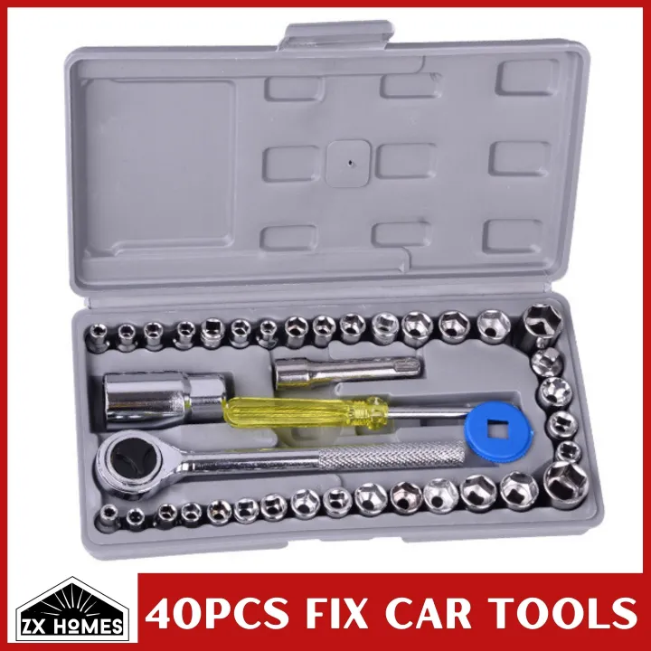 ZX HOMES 40pcs Fixing Car / Motor Professional Combination Socket Wrench Tool Set Lazada PH