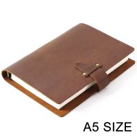 High Quality Rustic Genuine Leather Rings Notebook A5 Spiral Diary Brass Binder Journal Sketchbook Agenda Planner Stationery