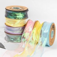 10Yards/Roll Organza Ribbon Wavy Edge Ribbon for Flower Bouquet Gifts Craft Wedding Supplies Fabric Lace Ribbons Sewing Material Gift Wrapping  Bags