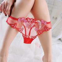 Wholesale Lingerie Sex Mesh Breathable Panties 39;s Women Transparent Waist Low Embroidery Thong Underwear Seamless 39; Ladies Sexy