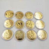 【YD】 12 Gold Plated Collectible Coin for Luck Chinese Shui Snake Commemorative Coins New Year