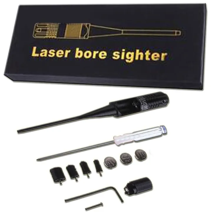 Tactical Red Dot Bore Sighter Collimator Kit Adjustable Adapters Red Laser Bore Sighter for .22