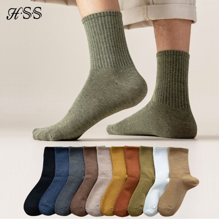 HSS 95% Combed Cotton Socks Men Business Dress Long Socks Soft ...