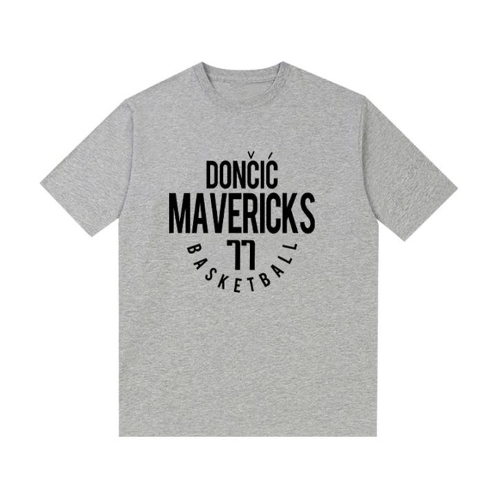 เสื้อยืดผู้ชาย-dongcic-เสื้อยืดผู้ชาย-dallas-mavericks-เบอร์-77-แขนสั้น-dong-77-บาสเกตบอลกีฬาการฝึกอบรมฤดูร้อนผ้าฝ้ายหลว