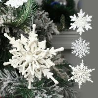 Christmas 3D Snowflake Pendants Ice Glitter White Snowflake Xmas Tree Hanging Ornaments For Home New Year Decor 2024 Noel Gifts Christmas Ornaments