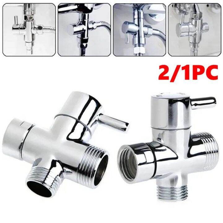2Pc 3 Way Switch Faucet Bathroom Shower Head 1/2 Valve Adapter Shower
