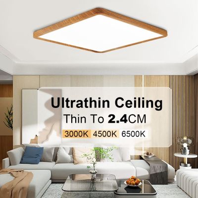 【CW】 0.9inch Ultrathin Ceiling Lamps Led Lights Wood Grain Room Bedroom Lamp Lighting Fixture