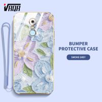 VRQR เคสโทรศัพท์สำหรับ Xiaomi Redmi 5 Plus Redmi 8 8A Pro 8A Daul ภาพสีน้ำมันพิมพ์ลายดอกไม้กรอบเคสนิ่มเคลือบอิเล็คโทรเพลทแบนมีฟรีสายคล้อง