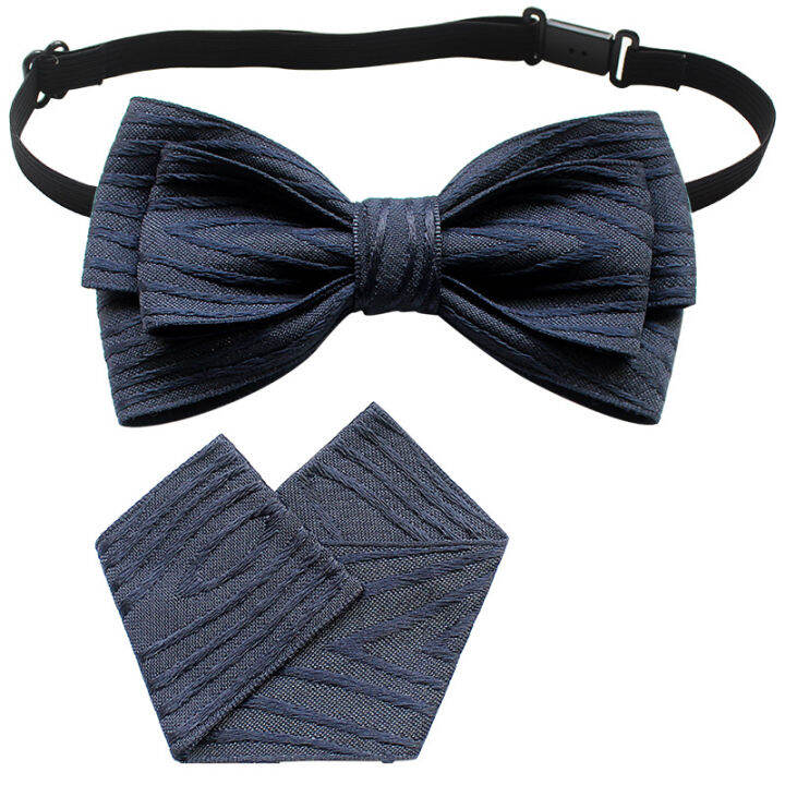 2pcs-ผู้ชายผู้หญิงริบบิ้น-bow-tie-ชุดงานแต่งงานเสื้อคอปกเนคไทใหม่-bowtie-ผ้าเช็ดหน้าดอกไม้-pin-เข็มกลัด-pocket-square