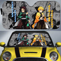 Kimetsu Yaiba Demon Slayer ด้านหน้ากระจกบังแดด Auto Sun Shade กระจกบังแดด Universal เหมาะกับรถยนต์ส่วนใหญ่