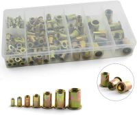 165pcs M3 M4 M5 M6 M8 M10 Flat Head Carbon Steel Rivet Nuts Flat Head Threaded Rivet Insert Nutsert Cap Rivet Nu