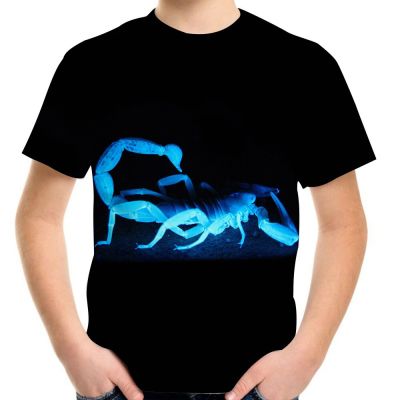 Summer 4-20Y Childrens Black Scorpion T Shirt 3D Print Short Sleeve Poison Graphic Boy Girl Tops Tees Kids Baby  Hip Hop T-Shirt