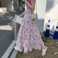 COD DSFERTGERRYYY 2022 chiffon floral skirt High waisted mid-length A-line cake long skirt