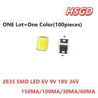 100ชิ้น Led แบบ Smd ความสว่างสูง3528 2835 1W สีขาว3V 6V 9V 18V 36V 150ma/100ma/30ma/60ma/350ma