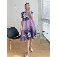 Dress for women Half-sleeved peony flower Cheongsam collar retro precious pleated pleated fashion dress autumn 2022 new dress