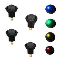 ❒▣ 5Pcs ON/OFF 12V Round Rocker Dot Waterproof LED Light Luminescence Toggle Switches Car Accessories