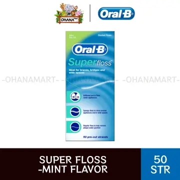 Oral-B SUPERfloss for braces, bridges, etc Mint 50 Pre-Cut Strands ( 2  boxes )