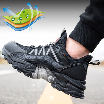 Tamias รองเท้าบูทเซฟตี้ เหล็ก ป้องกันการเจาะ เพื่อความปลอดภัย เหมาะกับใส่ทํางานกลางแจ้ง สําหรับ รองเท้าเซฟตี้ผู้ชายระบายอากาศ