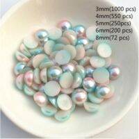 Imitation Pearls Flatback Embellishments Abs Semicircular Pearls Gradient Color Diy Accessories