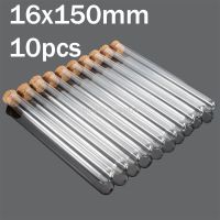 【CW】♤ஐ  10pcs 16x150mm Plastic Test Tubes With Stopper Glass Laboratory School Educational Supplies