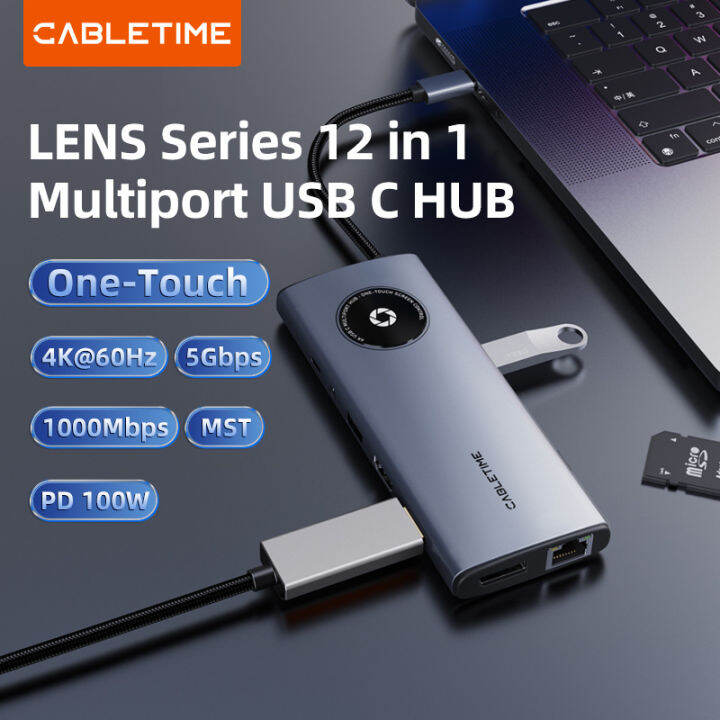 cabletime-4พัน60เฮิร์ต-usb-c-hub-เพื่อหน้าจอปิด-hdmi-lan-1000mbps-pd-100วัตต์-usb-c-การจัดเก็บข้อมูลสำหรับแล็ปท็อป-c462