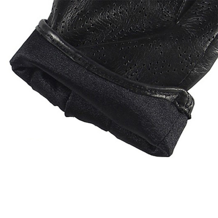 ผู้หญิงถุงมือระบายอากาศหนังแท้สีดำแข็งสั้นข้อมือลูกไม้-lambskin-แฟชั่นรวมทั้งการตกแต่งถุงมือในการขาย-el006nn