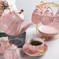 【Local Shipping】Sweejar Sets British 8 Cups Saucer Service for 6 with Bowl Pitcher Teaspoons tea strainer Tea/Coffee