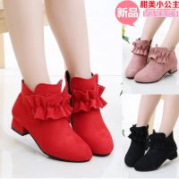 Korean childrens shoes fashion girl princess shoes single boots solid color high heels short boots