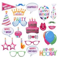 22pcs Happy Birthday Photo Booth Props Funny Birthday Decor For Celebrating Birthday Party Decorations Photobooth Props TV Remote Controllers