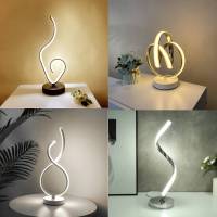Modern LED Spiral Table Lamp Desk Bedside Acrylic Iron Curved Light for Living Room Bedroom Decoration Reading Eye Protection